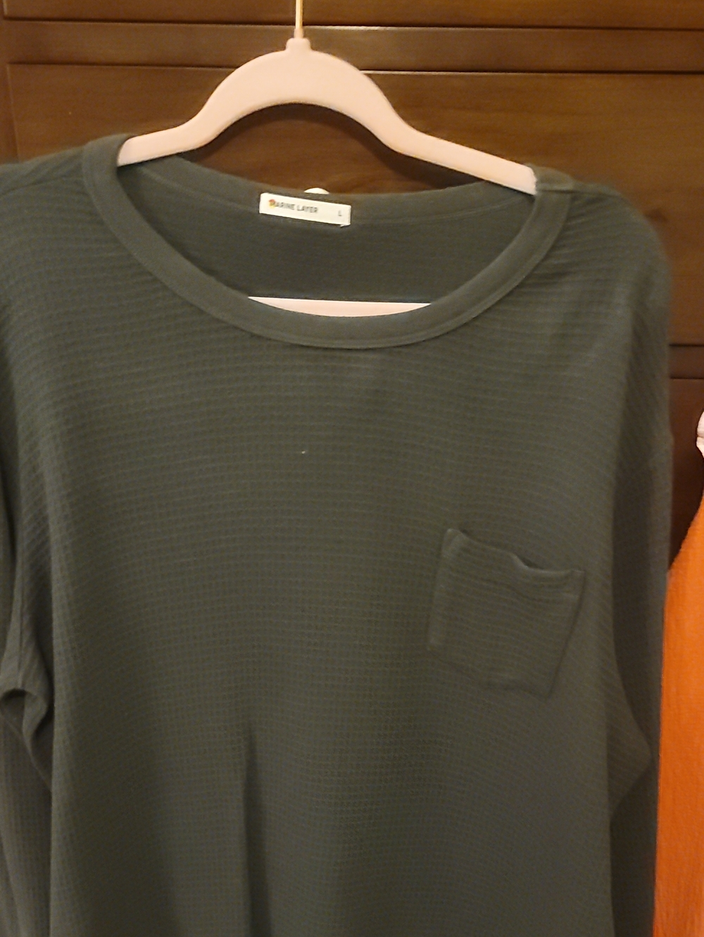 Marine Layer Shirt Mens Large Grey Waffle Thermal Long Sleeve Crew Neck Tee